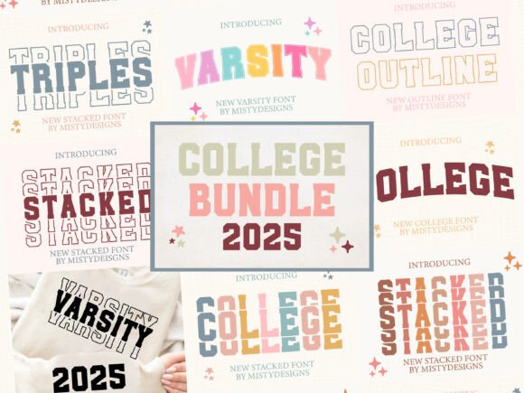College Set: Retro Sporty Typography for Bold Designs
